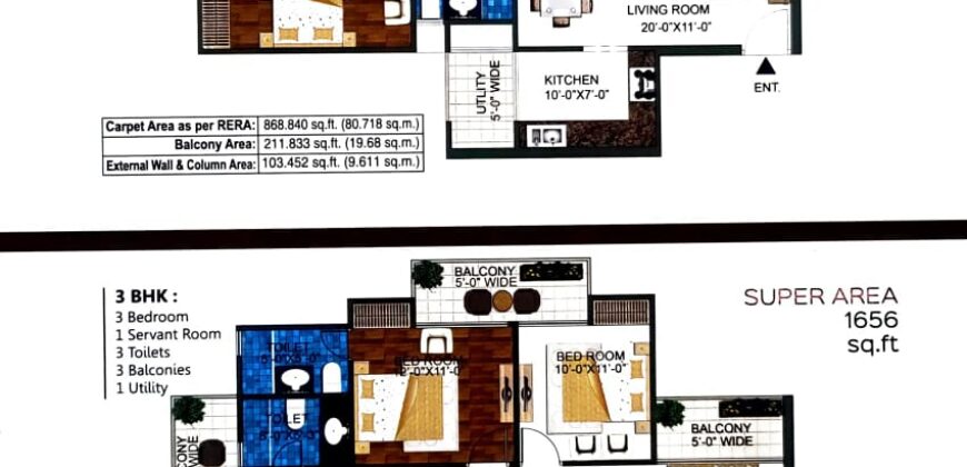 2 BHK 1050 Square Feet Flats